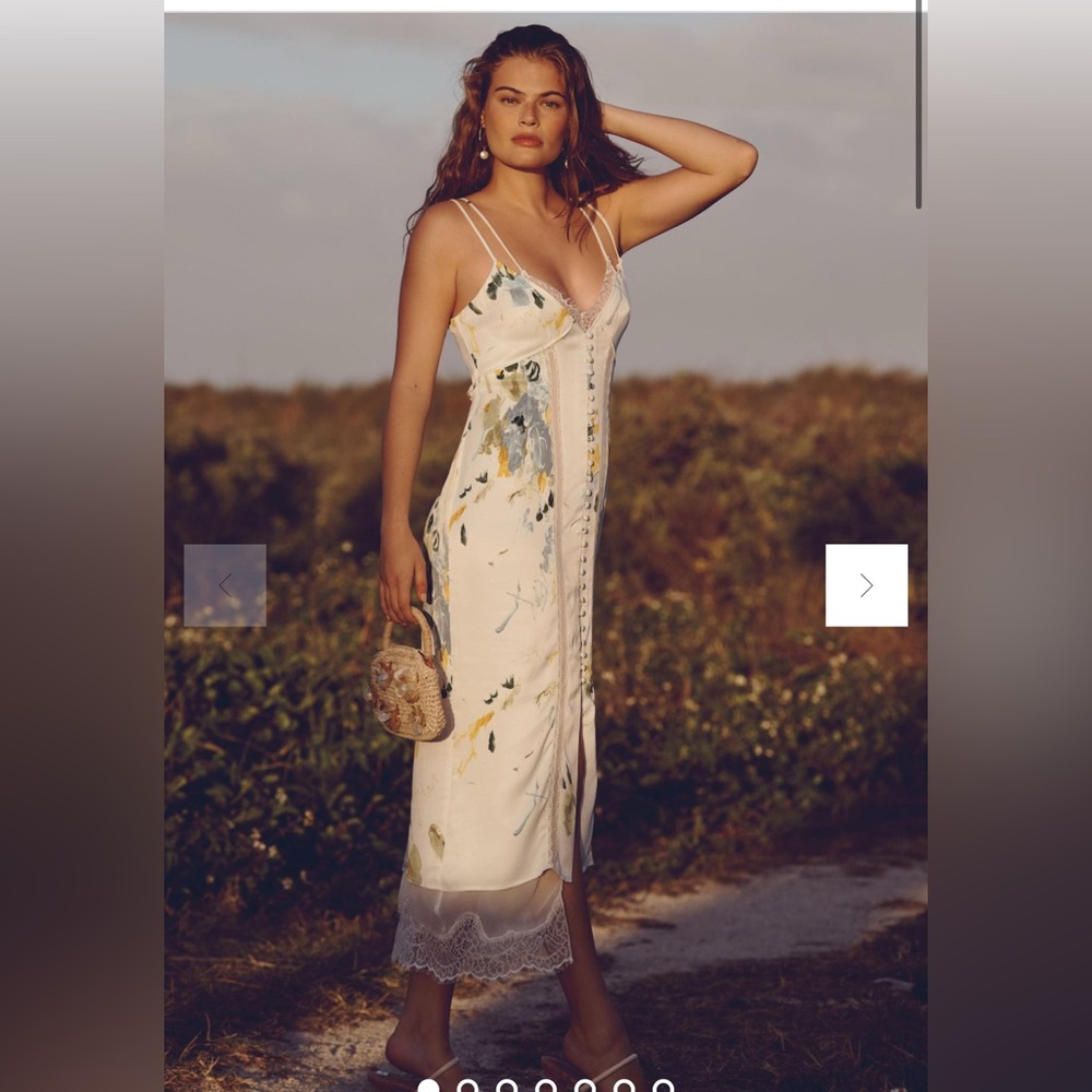 NWT! ANTHROPOLOGIE Ivory Dress with Blue Accents